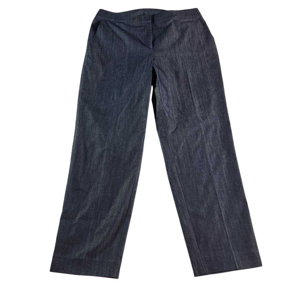 St John Womens 12 Gray Straight Leg Pants Stretch Career USA Dress Slacks